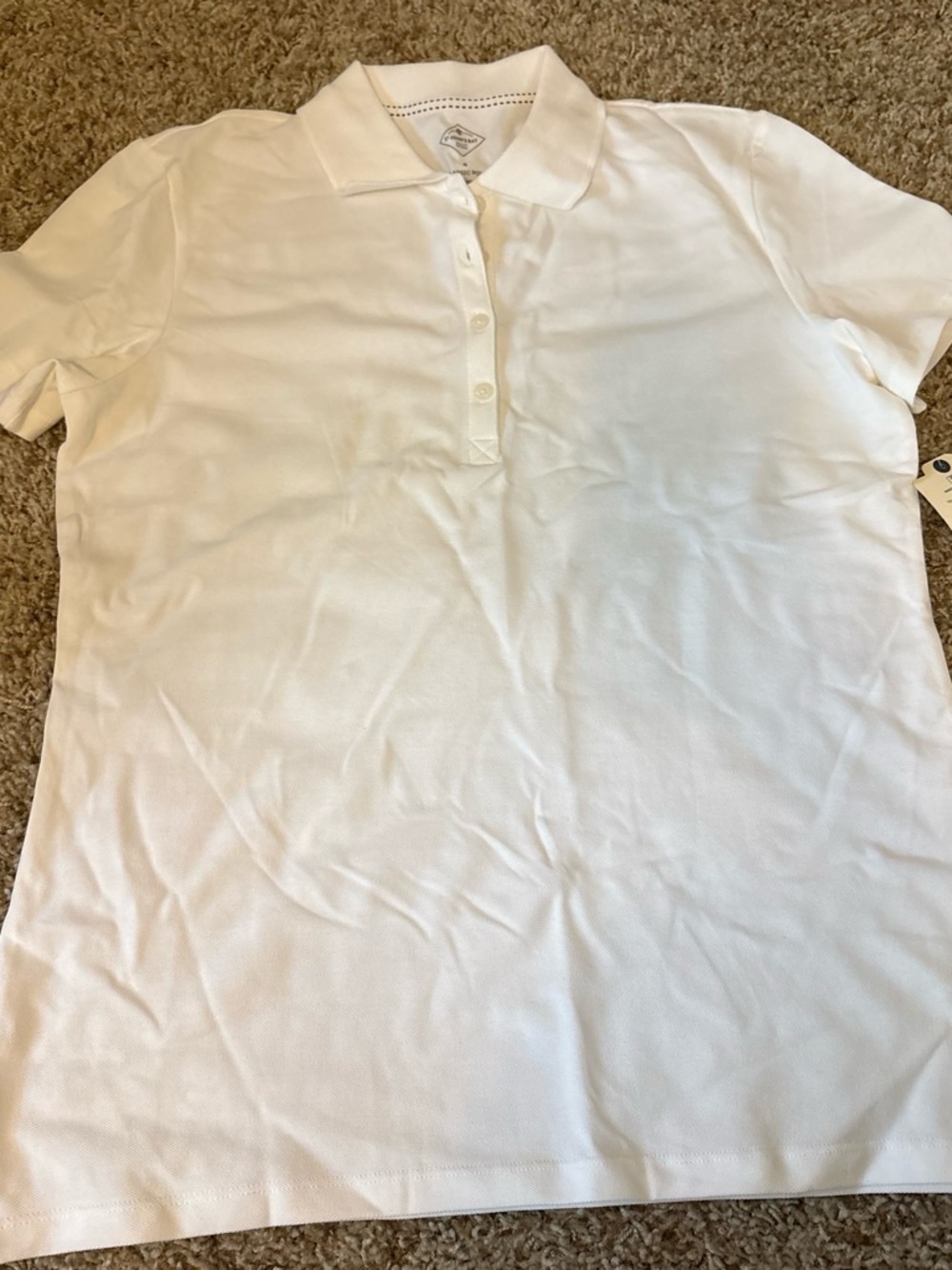 NWT St. John’s Bay size Small White Classic Polo Shirt with Buttons